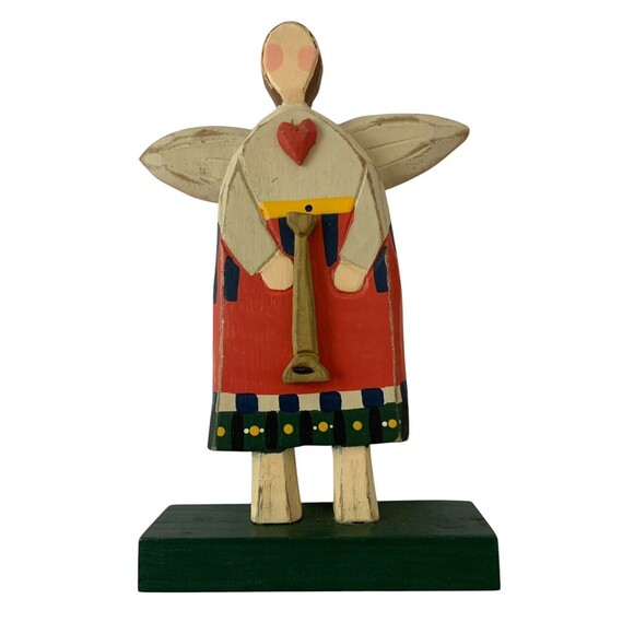 Ilona Steelhammer Wood Angel Musician Figures Folk Art Primitive Lot of 2 - Picture 4 of 8